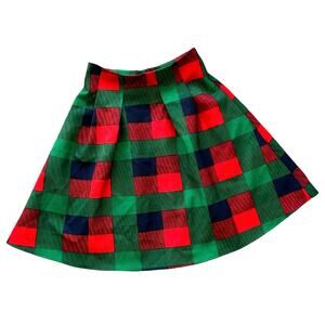 Fanny Wiz Christmas Skirt Small Green Red Plaid Holiday Academia Preppy Party
